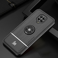 Silikon Hülle Handyhülle Ultra Dünn Schutzhülle Tasche Flexible mit Magnetisch Fingerring Ständer JM1 für Xiaomi Redmi Note 9 Pro Schwarz