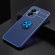 Silikon Hülle Handyhülle Ultra Dünn Schutzhülle Tasche Flexible mit Magnetisch Fingerring Ständer JM2 für Oppo A77 5G Blau