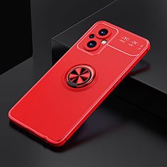 Silikon Hülle Handyhülle Ultra Dünn Schutzhülle Tasche Flexible mit Magnetisch Fingerring Ständer JM2 für Oppo F21s Pro 5G Rot