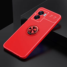 Silikon Hülle Handyhülle Ultra Dünn Schutzhülle Tasche Flexible mit Magnetisch Fingerring Ständer JM2 für Oppo K10 5G India Rot