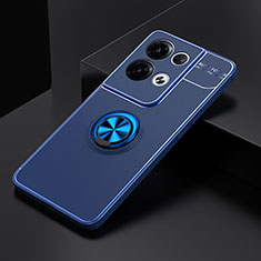 Silikon Hülle Handyhülle Ultra Dünn Schutzhülle Tasche Flexible mit Magnetisch Fingerring Ständer JM2 für Oppo Reno8 5G Blau