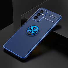 Silikon Hülle Handyhülle Ultra Dünn Schutzhülle Tasche Flexible mit Magnetisch Fingerring Ständer JM2 für Samsung Galaxy A55 5G Blau