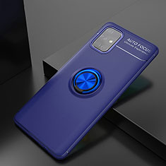 Silikon Hülle Handyhülle Ultra Dünn Schutzhülle Tasche Flexible mit Magnetisch Fingerring Ständer JM2 für Samsung Galaxy A71 4G A715 Blau