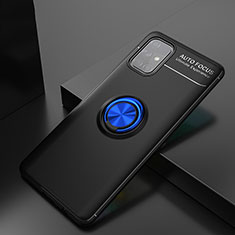 Silikon Hülle Handyhülle Ultra Dünn Schutzhülle Tasche Flexible mit Magnetisch Fingerring Ständer JM2 für Samsung Galaxy A71 4G A715 Blau und Schwarz