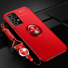 Silikon Hülle Handyhülle Ultra Dünn Schutzhülle Tasche Flexible mit Magnetisch Fingerring Ständer JM3 für Samsung Galaxy A33 5G Rot