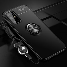 Silikon Hülle Handyhülle Ultra Dünn Schutzhülle Tasche Flexible mit Magnetisch Fingerring Ständer JM3 für Samsung Galaxy S20 Plus Schwarz