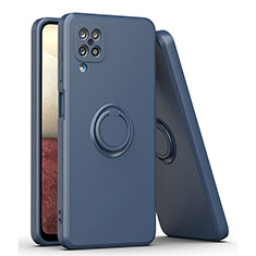 Silikon Hülle Handyhülle Ultra Dünn Schutzhülle Tasche Flexible mit Magnetisch Fingerring Ständer QW1 für Samsung Galaxy A12 5G Blau