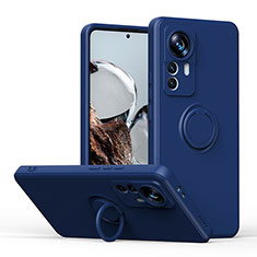 Silikon Hülle Handyhülle Ultra Dünn Schutzhülle Tasche Flexible mit Magnetisch Fingerring Ständer QW1 für Xiaomi Mi 12T 5G Blau