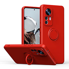 Silikon Hülle Handyhülle Ultra Dünn Schutzhülle Tasche Flexible mit Magnetisch Fingerring Ständer QW1 für Xiaomi Mi 12T Pro 5G Rot