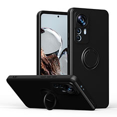 Silikon Hülle Handyhülle Ultra Dünn Schutzhülle Tasche Flexible mit Magnetisch Fingerring Ständer QW1 für Xiaomi Mi 12T Pro 5G Schwarz