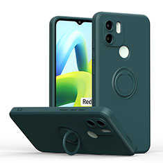 Silikon Hülle Handyhülle Ultra Dünn Schutzhülle Tasche Flexible mit Magnetisch Fingerring Ständer QW1 für Xiaomi Redmi A1 Nachtgrün