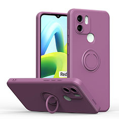 Silikon Hülle Handyhülle Ultra Dünn Schutzhülle Tasche Flexible mit Magnetisch Fingerring Ständer QW1 für Xiaomi Redmi A1 Plus Violett