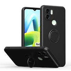 Silikon Hülle Handyhülle Ultra Dünn Schutzhülle Tasche Flexible mit Magnetisch Fingerring Ständer QW1 für Xiaomi Redmi A1 Schwarz
