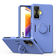 Silikon Hülle Handyhülle Ultra Dünn Schutzhülle Tasche Flexible mit Magnetisch Fingerring Ständer QW1 für Xiaomi Redmi K50 Gaming 5G Lavendel Grau