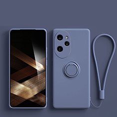 Silikon Hülle Handyhülle Ultra Dünn Schutzhülle Tasche Flexible mit Magnetisch Fingerring Ständer S01 für Huawei Honor 100 Pro 5G Lavendel Grau