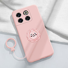 Silikon Hülle Handyhülle Ultra Dünn Schutzhülle Tasche Flexible mit Magnetisch Fingerring Ständer S01 für OnePlus Ace Pro 5G Rosa