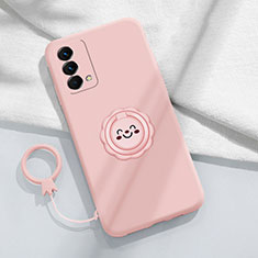 Silikon Hülle Handyhülle Ultra Dünn Schutzhülle Tasche Flexible mit Magnetisch Fingerring Ständer S01 für Realme GT Master 5G Rosa