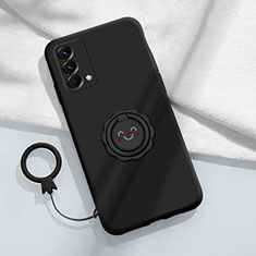 Silikon Hülle Handyhülle Ultra Dünn Schutzhülle Tasche Flexible mit Magnetisch Fingerring Ständer S01 für Realme GT Master 5G Schwarz