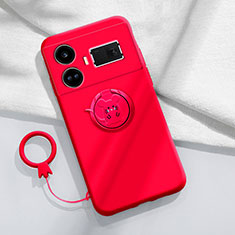 Silikon Hülle Handyhülle Ultra Dünn Schutzhülle Tasche Flexible mit Magnetisch Fingerring Ständer S01 für Realme GT Neo5 5G Rot