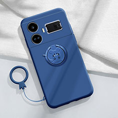 Silikon Hülle Handyhülle Ultra Dünn Schutzhülle Tasche Flexible mit Magnetisch Fingerring Ständer S01 für Realme GT Neo6 5G Blau