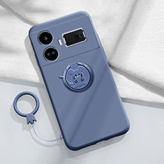 Silikon Hülle Handyhülle Ultra Dünn Schutzhülle Tasche Flexible mit Magnetisch Fingerring Ständer S01 für Realme GT Neo6 5G Lavendel Grau