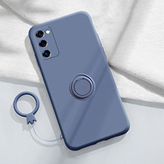 Silikon Hülle Handyhülle Ultra Dünn Schutzhülle Tasche Flexible mit Magnetisch Fingerring Ständer S01 für Samsung Galaxy S20 FE 4G Lavendel Grau