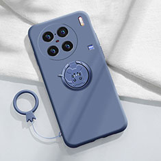 Silikon Hülle Handyhülle Ultra Dünn Schutzhülle Tasche Flexible mit Magnetisch Fingerring Ständer S01 für Vivo X90 5G Lavendel Grau