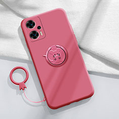 Silikon Hülle Handyhülle Ultra Dünn Schutzhülle Tasche Flexible mit Magnetisch Fingerring Ständer S01 für Xiaomi Poco F5 5G Pink