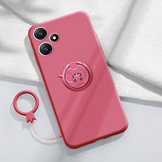 Silikon Hülle Handyhülle Ultra Dünn Schutzhülle Tasche Flexible mit Magnetisch Fingerring Ständer S01 für Xiaomi Poco M6 Pro 5G Pink