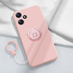 Silikon Hülle Handyhülle Ultra Dünn Schutzhülle Tasche Flexible mit Magnetisch Fingerring Ständer S01 für Xiaomi Poco M6 Pro 5G Rosa