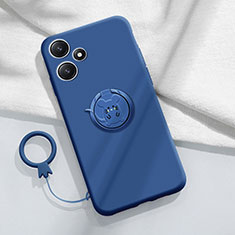 Silikon Hülle Handyhülle Ultra Dünn Schutzhülle Tasche Flexible mit Magnetisch Fingerring Ständer S01 für Xiaomi Redmi 12 5G Blau