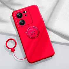 Silikon Hülle Handyhülle Ultra Dünn Schutzhülle Tasche Flexible mit Magnetisch Fingerring Ständer S01 für Xiaomi Redmi K60 Ultra 5G Rot