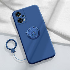 Silikon Hülle Handyhülle Ultra Dünn Schutzhülle Tasche Flexible mit Magnetisch Fingerring Ständer S01 für Xiaomi Redmi Note 12 Turbo 5G Blau