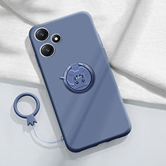 Silikon Hülle Handyhülle Ultra Dünn Schutzhülle Tasche Flexible mit Magnetisch Fingerring Ständer S01 für Xiaomi Redmi Note 12R 5G Lavendel Grau