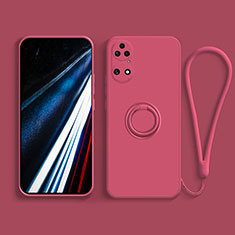 Silikon Hülle Handyhülle Ultra Dünn Schutzhülle Tasche Flexible mit Magnetisch Fingerring Ständer S02 für Huawei P50 Pro Rot