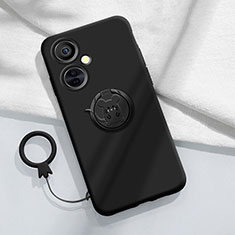 Silikon Hülle Handyhülle Ultra Dünn Schutzhülle Tasche Flexible mit Magnetisch Fingerring Ständer S02 für OnePlus Nord CE 3 Lite 5G Schwarz