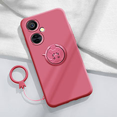 Silikon Hülle Handyhülle Ultra Dünn Schutzhülle Tasche Flexible mit Magnetisch Fingerring Ständer S02 für OnePlus Nord N30 5G Pink