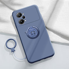 Silikon Hülle Handyhülle Ultra Dünn Schutzhülle Tasche Flexible mit Magnetisch Fingerring Ständer S02 für Oppo K10 Pro 5G Lavendel Grau