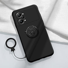 Silikon Hülle Handyhülle Ultra Dünn Schutzhülle Tasche Flexible mit Magnetisch Fingerring Ständer S02 für Oppo K10 Pro 5G Schwarz