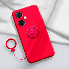 Silikon Hülle Handyhülle Ultra Dünn Schutzhülle Tasche Flexible mit Magnetisch Fingerring Ständer S02 für Oppo K11x 5G Rot