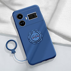 Silikon Hülle Handyhülle Ultra Dünn Schutzhülle Tasche Flexible mit Magnetisch Fingerring Ständer S02 für Realme GT Neo6 5G Blau