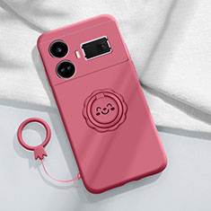 Silikon Hülle Handyhülle Ultra Dünn Schutzhülle Tasche Flexible mit Magnetisch Fingerring Ständer S02 für Realme GT3 5G Pink