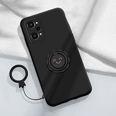 Silikon Hülle Handyhülle Ultra Dünn Schutzhülle Tasche Flexible mit Magnetisch Fingerring Ständer S02 für Realme Q5 Pro 5G Schwarz