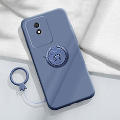 Silikon Hülle Handyhülle Ultra Dünn Schutzhülle Tasche Flexible mit Magnetisch Fingerring Ständer S02 für Vivo Y02 Lavendel Grau