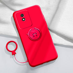 Silikon Hülle Handyhülle Ultra Dünn Schutzhülle Tasche Flexible mit Magnetisch Fingerring Ständer S02 für Vivo Y02 Rot
