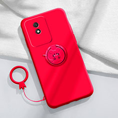 Silikon Hülle Handyhülle Ultra Dünn Schutzhülle Tasche Flexible mit Magnetisch Fingerring Ständer S02 für Vivo Y02A Rot