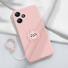 Silikon Hülle Handyhülle Ultra Dünn Schutzhülle Tasche Flexible mit Magnetisch Fingerring Ständer S02 für Xiaomi Poco M6 Pro 5G Rosa