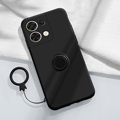 Silikon Hülle Handyhülle Ultra Dünn Schutzhülle Tasche Flexible mit Magnetisch Fingerring Ständer S04 für Xiaomi Redmi Note 13 5G Schwarz