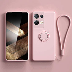 Silikon Hülle Handyhülle Ultra Dünn Schutzhülle Tasche Flexible mit Magnetisch Fingerring Ständer S06 für Xiaomi Redmi Note 13 5G Rosa