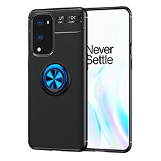 Silikon Hülle Handyhülle Ultra Dünn Schutzhülle Tasche Flexible mit Magnetisch Fingerring Ständer SD1 für OnePlus 9 Pro 5G Blau und Schwarz